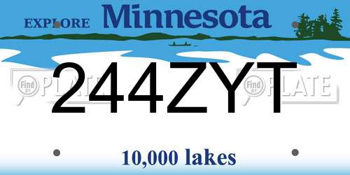 244ZYT Minnesota License Plate