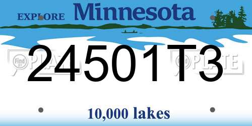 24501T3 Minnesota License Plate