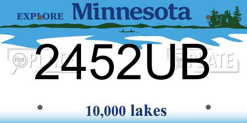 2452UB Minnesota License Plate