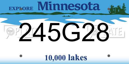 245G28 Minnesota License Plate