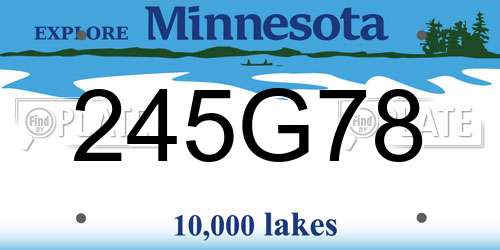 245G78 Minnesota License Plate