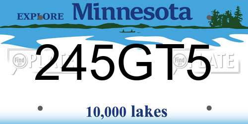 245GT5 Minnesota License Plate