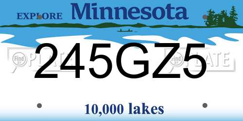 245GZ5 Minnesota License Plate