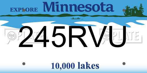 245RVU Minnesota License Plate