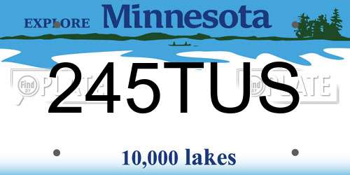 245TUS Minnesota License Plate
