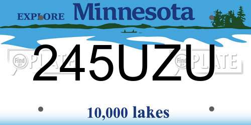 245UZU Minnesota License Plate