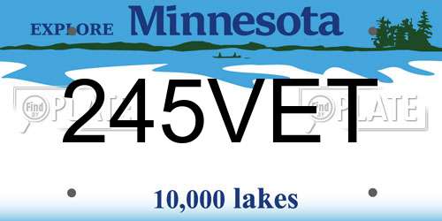 245VET Minnesota License Plate