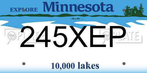 245XEP Minnesota License Plate