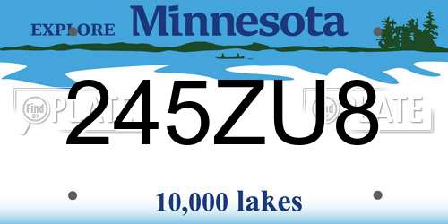 245ZU8 Minnesota License Plate