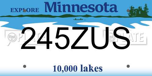 245ZUS Minnesota License Plate
