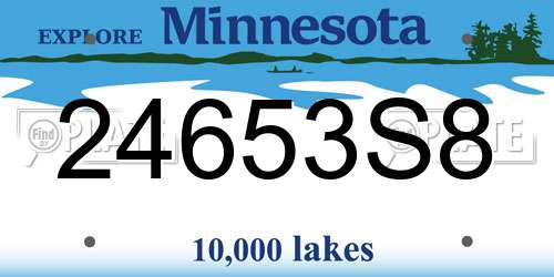 24653S8 Minnesota License Plate