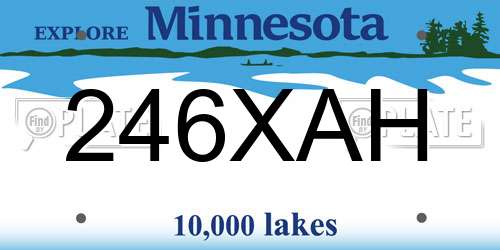 246XAH Minnesota License Plate