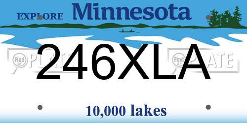 246XLA Minnesota License Plate
