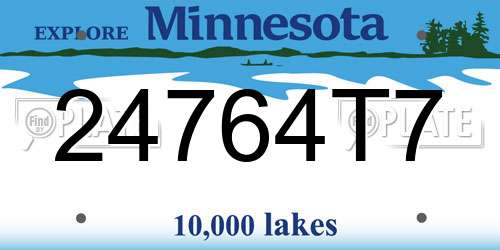24764T7 Minnesota License Plate