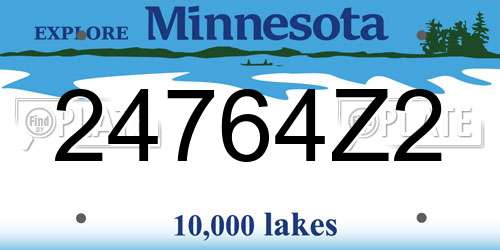 24764Z2 Minnesota License Plate