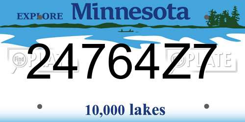 24764Z7 Minnesota License Plate