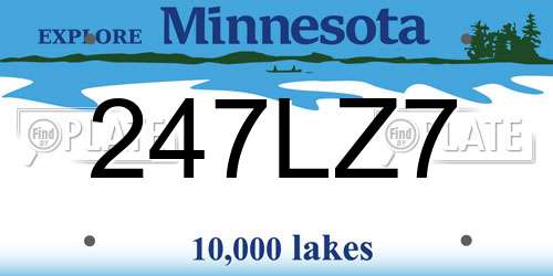 247LZ7 Minnesota License Plate