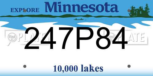 247P84 Minnesota License Plate