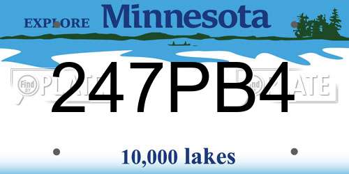 247PB4 Minnesota License Plate