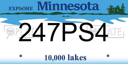 247PS4 Minnesota License Plate