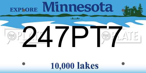 247PT7 Minnesota License Plate