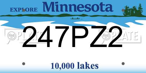 247PZ2 Minnesota License Plate