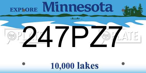 247PZ7 Minnesota License Plate