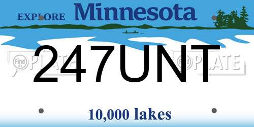 247UNT Minnesota License Plate
