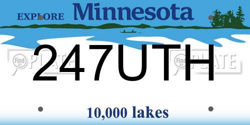 247UTH Minnesota License Plate