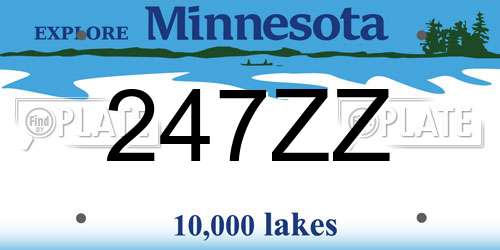 247ZZ Minnesota License Plate