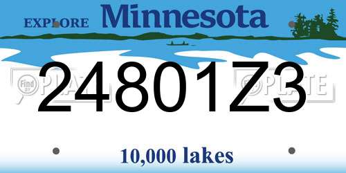 24801Z3 Minnesota License Plate