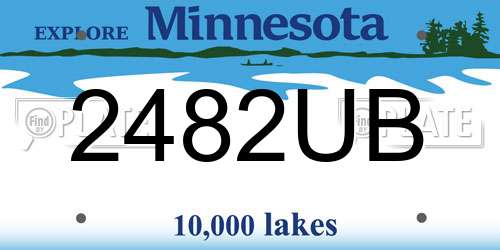 2482UB Minnesota License Plate