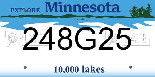 248G25 Minnesota License Plate