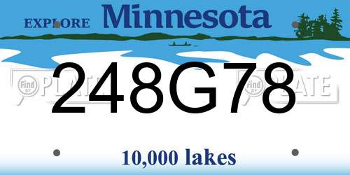 248G78 Minnesota License Plate