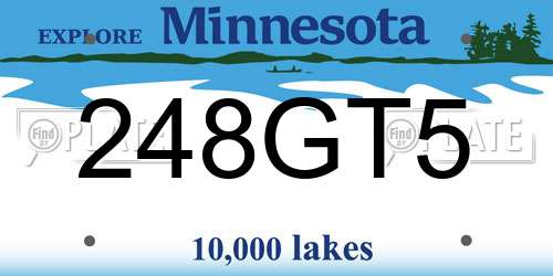 248GT5 Minnesota License Plate