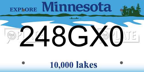 248GX0 Minnesota License Plate