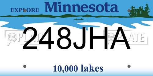 248JHA Minnesota License Plate