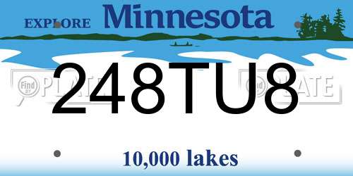 248TU8 Minnesota License Plate