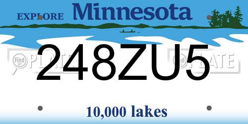 248ZU5 Minnesota License Plate