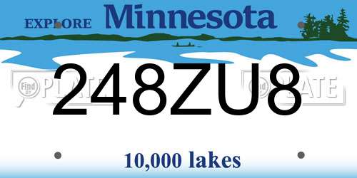 248ZU8 Minnesota License Plate