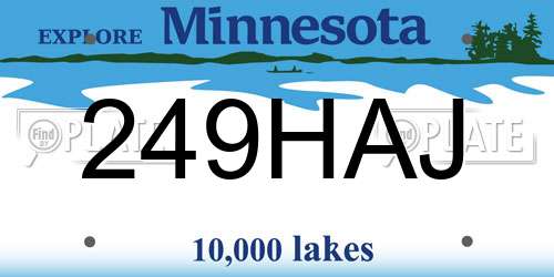 249HAJ Minnesota License Plate