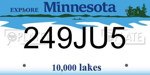 249JU5 Minnesota License Plate