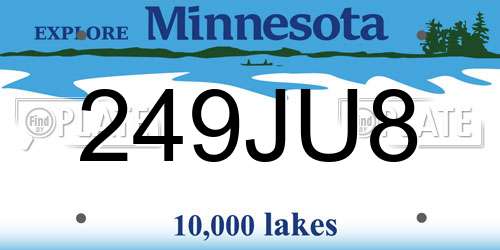 249JU8 Minnesota License Plate