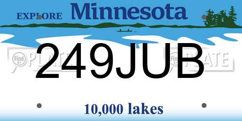 249JUB Minnesota License Plate