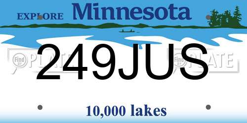 249JUS Minnesota License Plate