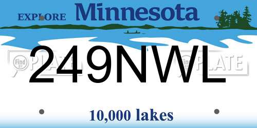 249NWL Minnesota License Plate