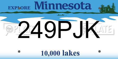 249PJK Minnesota License Plate