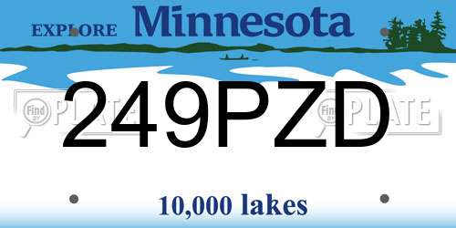 249PZD Minnesota License Plate