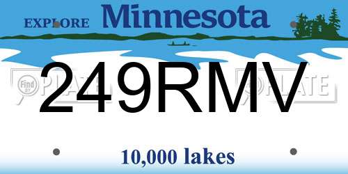 249RMV Minnesota License Plate