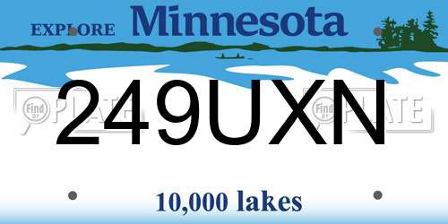249UXN Minnesota License Plate